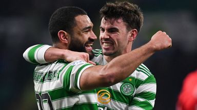 Cameron Carter Vickers celebrates after opening the scoring for Celtic
